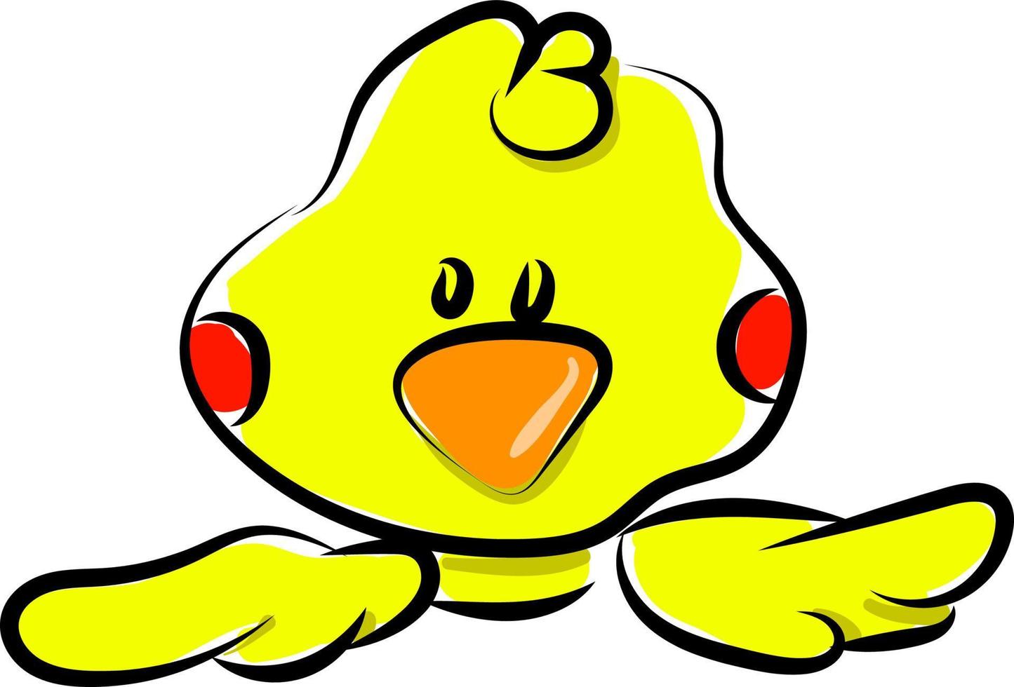 Pequeño pato amarillo, ilustración, vector sobre fondo blanco.