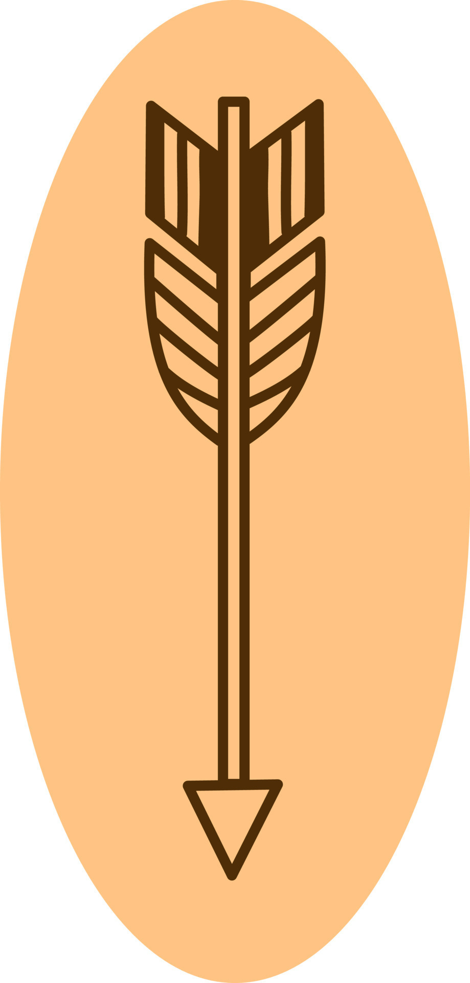 Arrow with feathers, illustration, vector on a white background