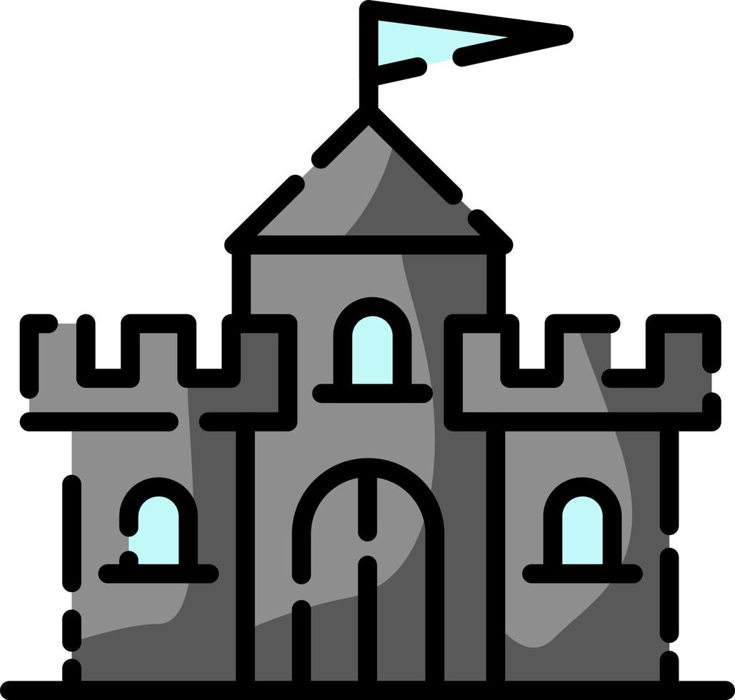 Amusment park castle, illustration, vector on a white background.