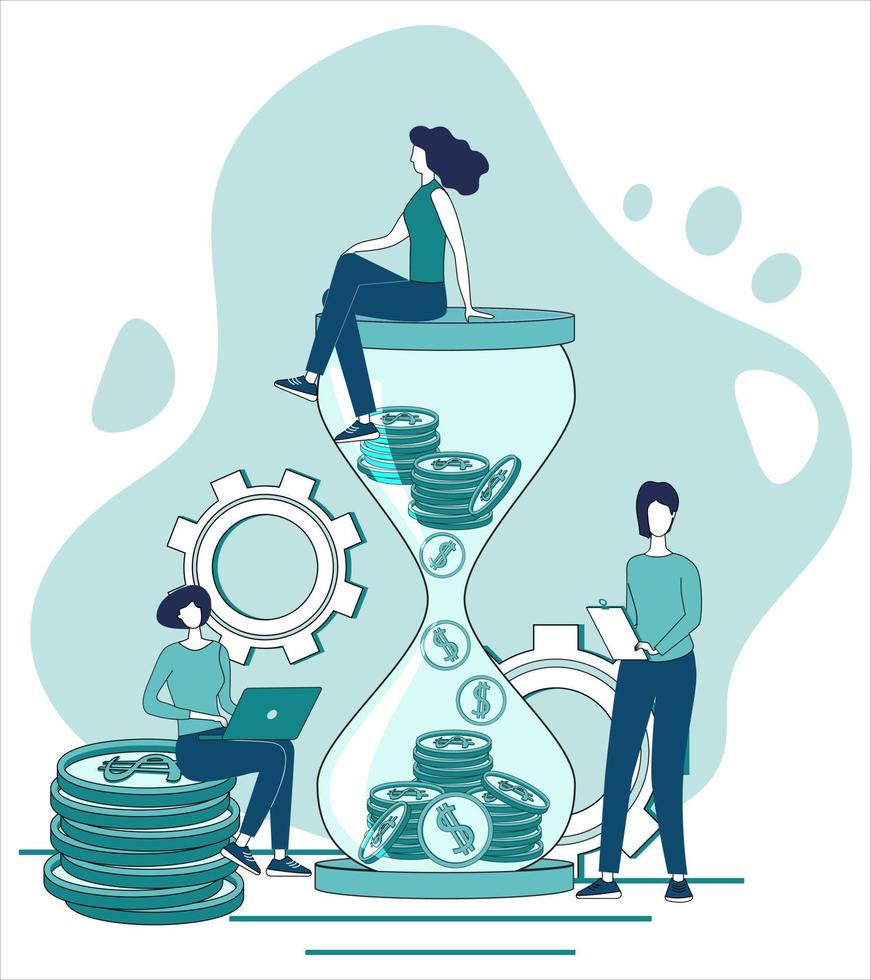 Control of financial investments.Personal financial control.People are engaged in budget planning.Financial audit.Flat vector illustration.