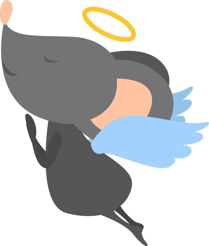 Angel mouse, illustration, vector on white background.