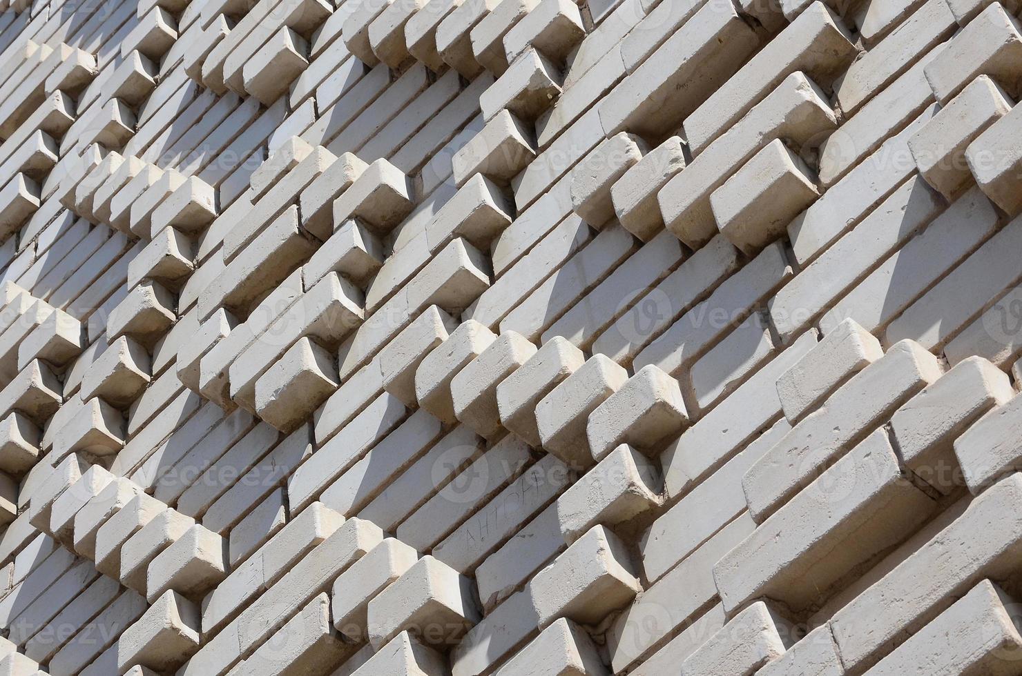 A pattern made of white bricks in the form of diamond shapes. Decoration of the walls during the Soviet Union photo