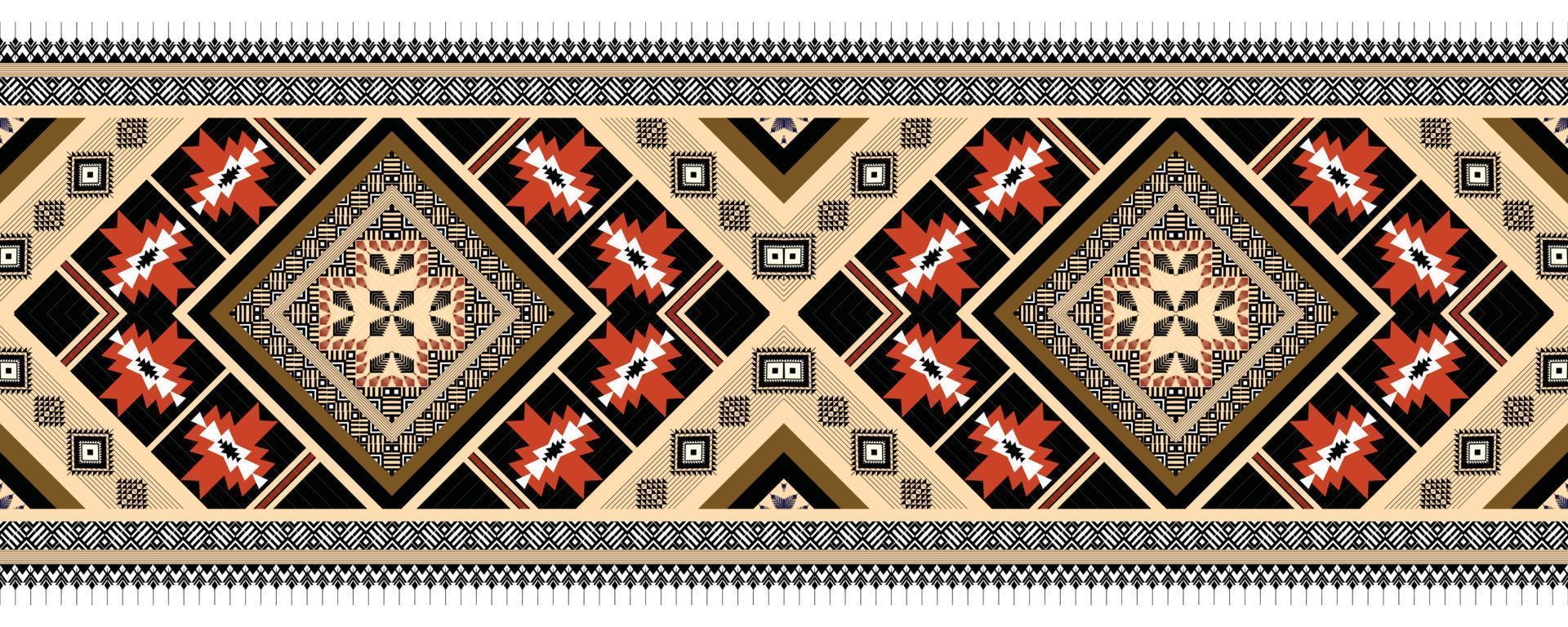 horizontal ethnic geometric pattern. American, Aztec motif textile pattern style. Seamless pattern design for fabric, curtain, background, carpet, wallpaper, clothing, wrapping, tile. American Vector. vector