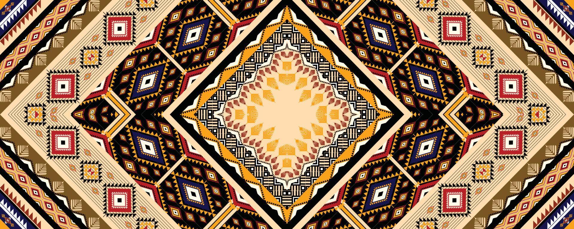 Ethnic geometric American, western, Aztec motif pattern style seamless pattern design for fabric, curtain, background, sarong, wallpaper, clothing, wrapping, Batik, tile, interior.Vector illustration. vector