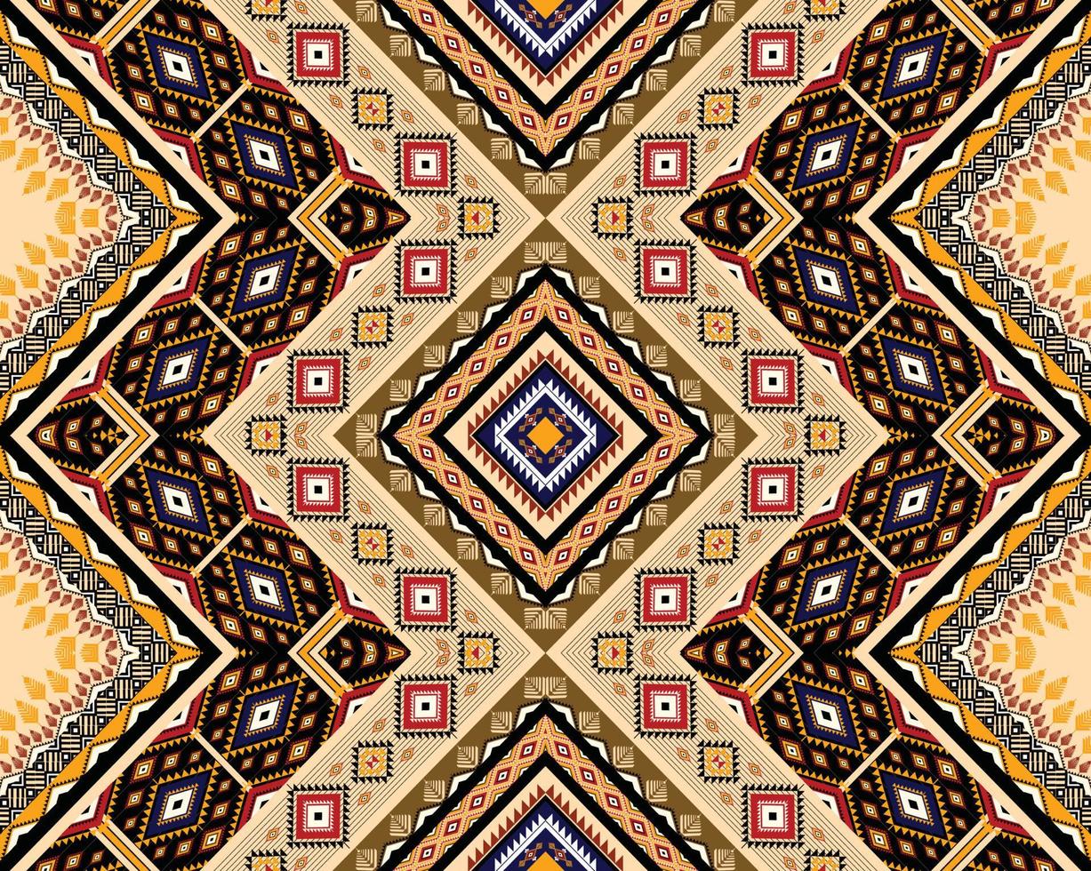 Ethnic geometric American, western, Aztec motif pattern style seamless pattern design for fabric, curtain, background, sarong, wallpaper, clothing, wrapping, Batik, tile, interior.Vector illustration. vector