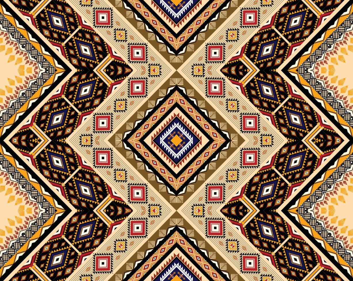 Ethnic geometric American, western, Aztec motif pattern style seamless pattern design for fabric, curtain, background, sarong, wallpaper, clothing, wrapping, Batik, tile, interior.Vector illustration. vector