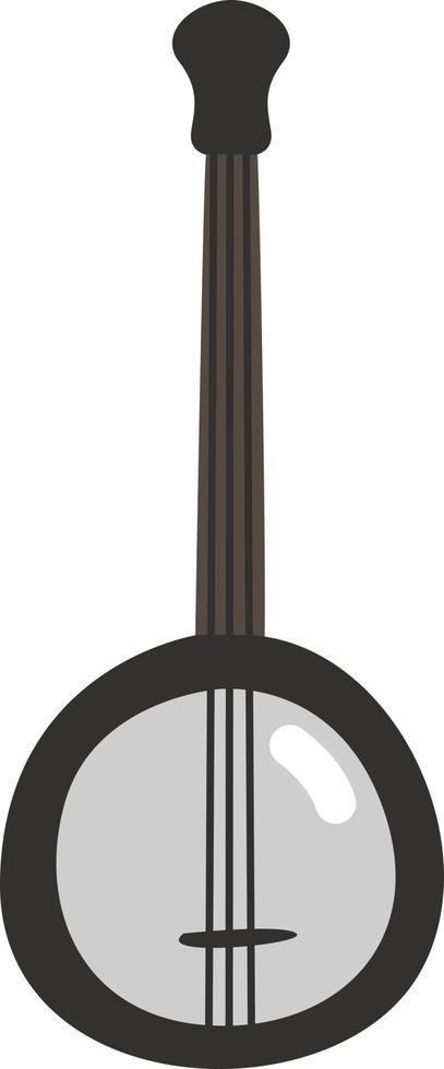 Black and white banjo, illustration, vector, on a white background. vector