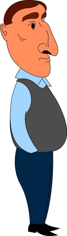Man with big nose, illustration, vector on white background.