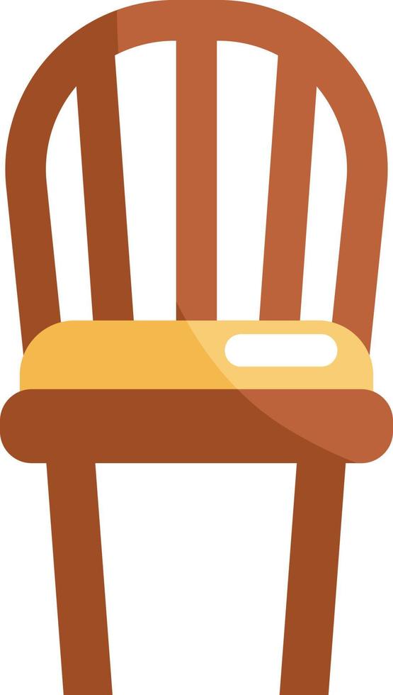 Wooden brown chair, icon illustration, vector on white background