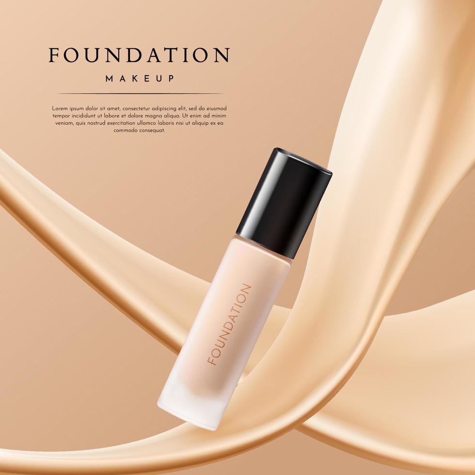 Elegant Makeup Advertising with Liquid Foundation Banner Template vector