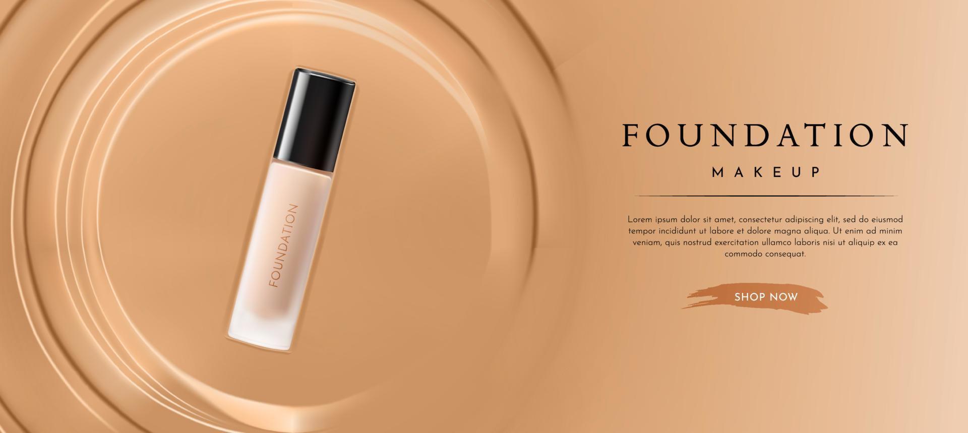 Elegant Foundation Makeup Product on Liquid Foundation Background vector