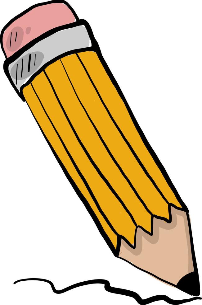 Yellow pencil, illustration, vector on white background
