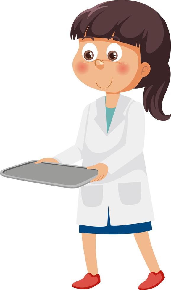 Cute scientist girl cartoon character vector