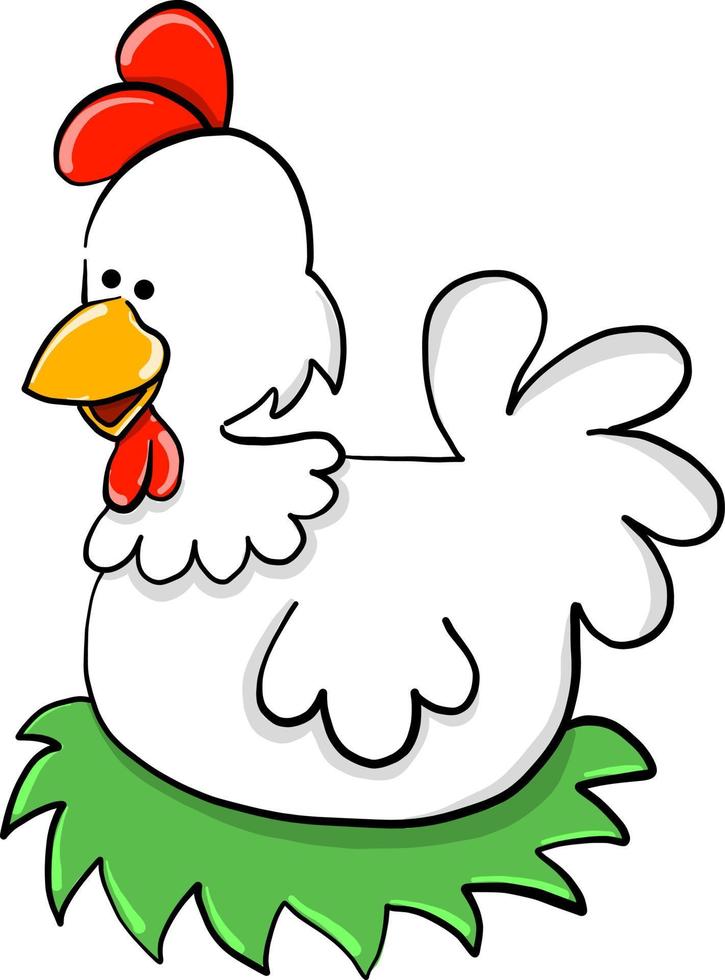 Hen sitting on eggs, illustration, vector on white background