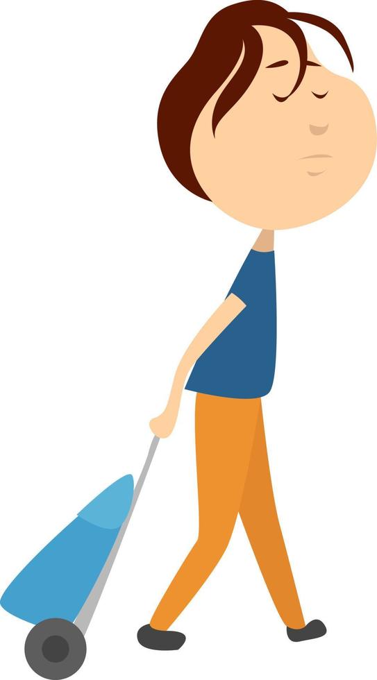 Bag on wheel, illustration, vector on white background