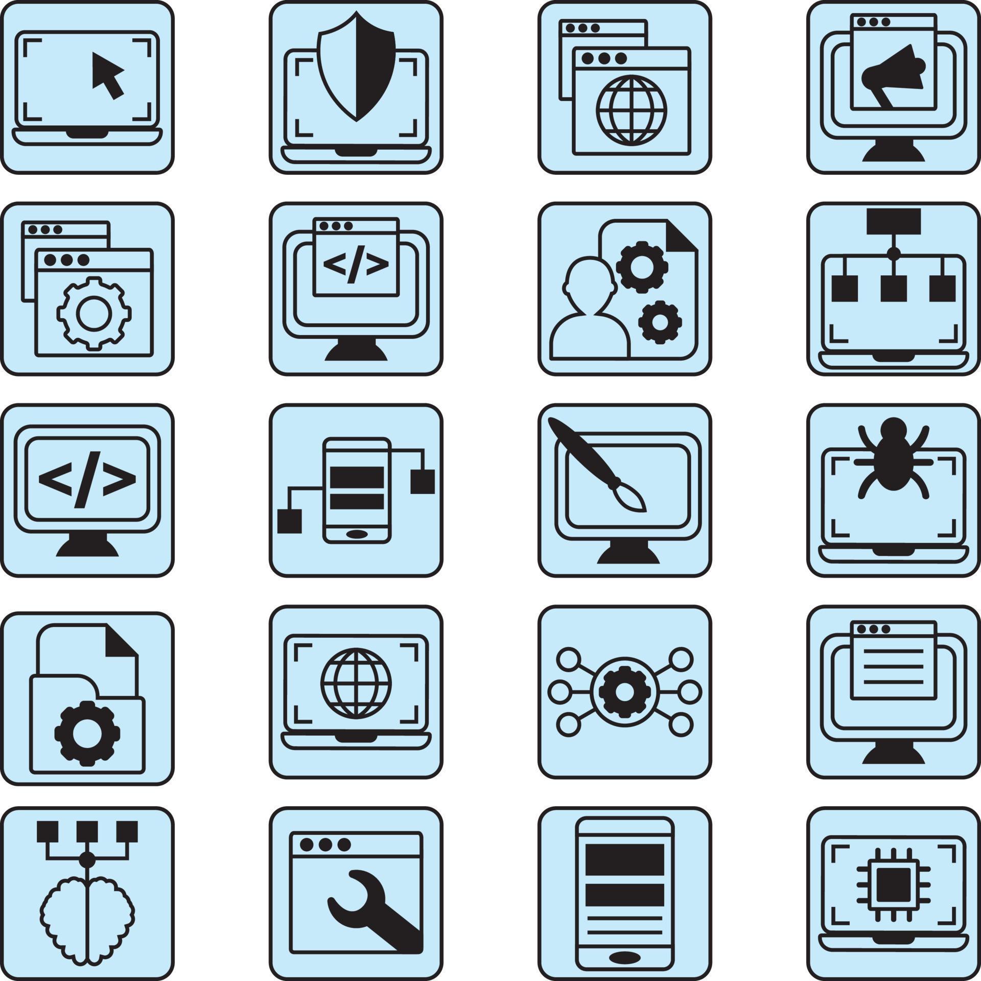 Modern computer programming, illustration, vector, on a white ...