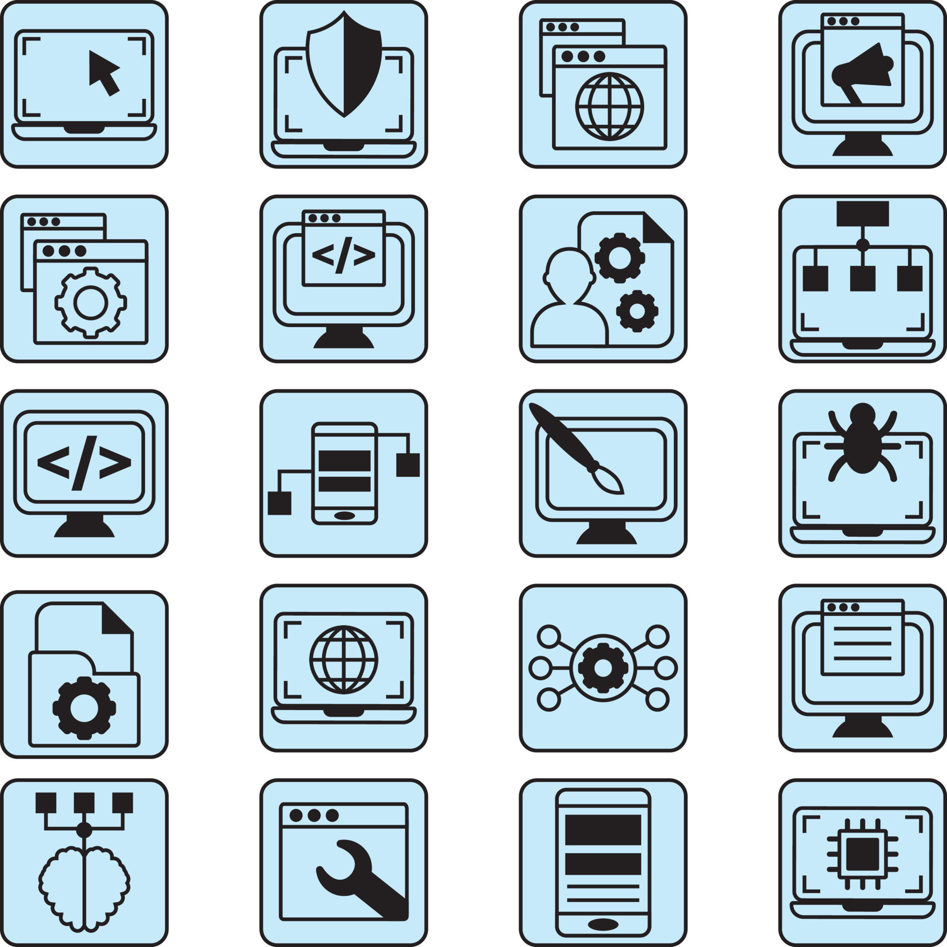 Modern computer programming, illustration, vector, on a white ...