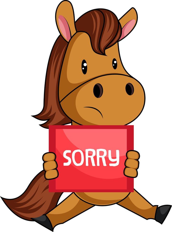 Horse is sorry, illustration, vector on white background.