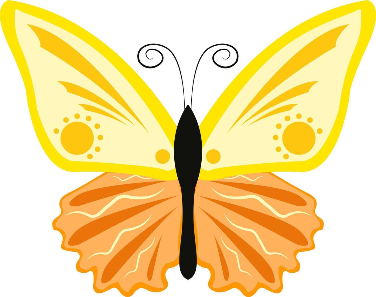 mariposa amarilla, ilustración, vector sobre fondo blanco.