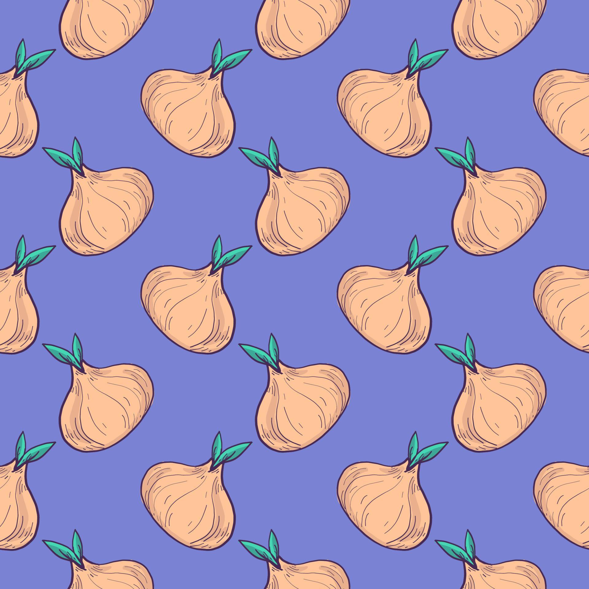 Golden onion , seamless pattern on a purple background. 13904903 Vector