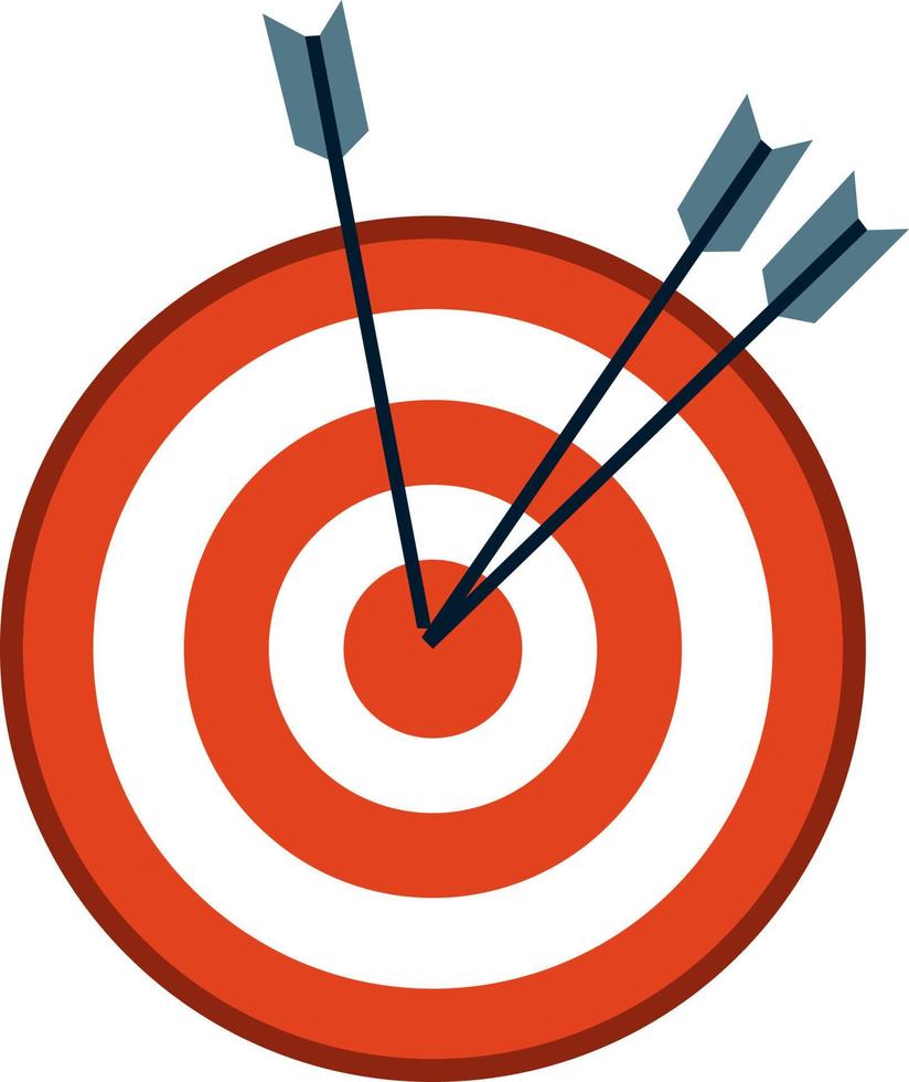 Target with arrows, illustration, vector on white background.