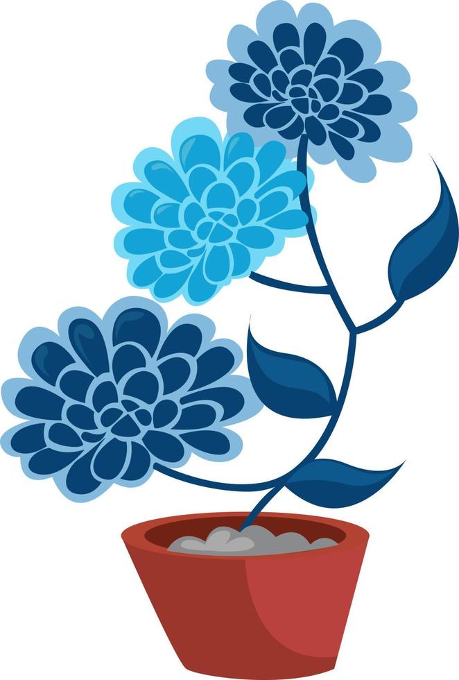 Bonita flor azul, ilustración, vector sobre fondo blanco.