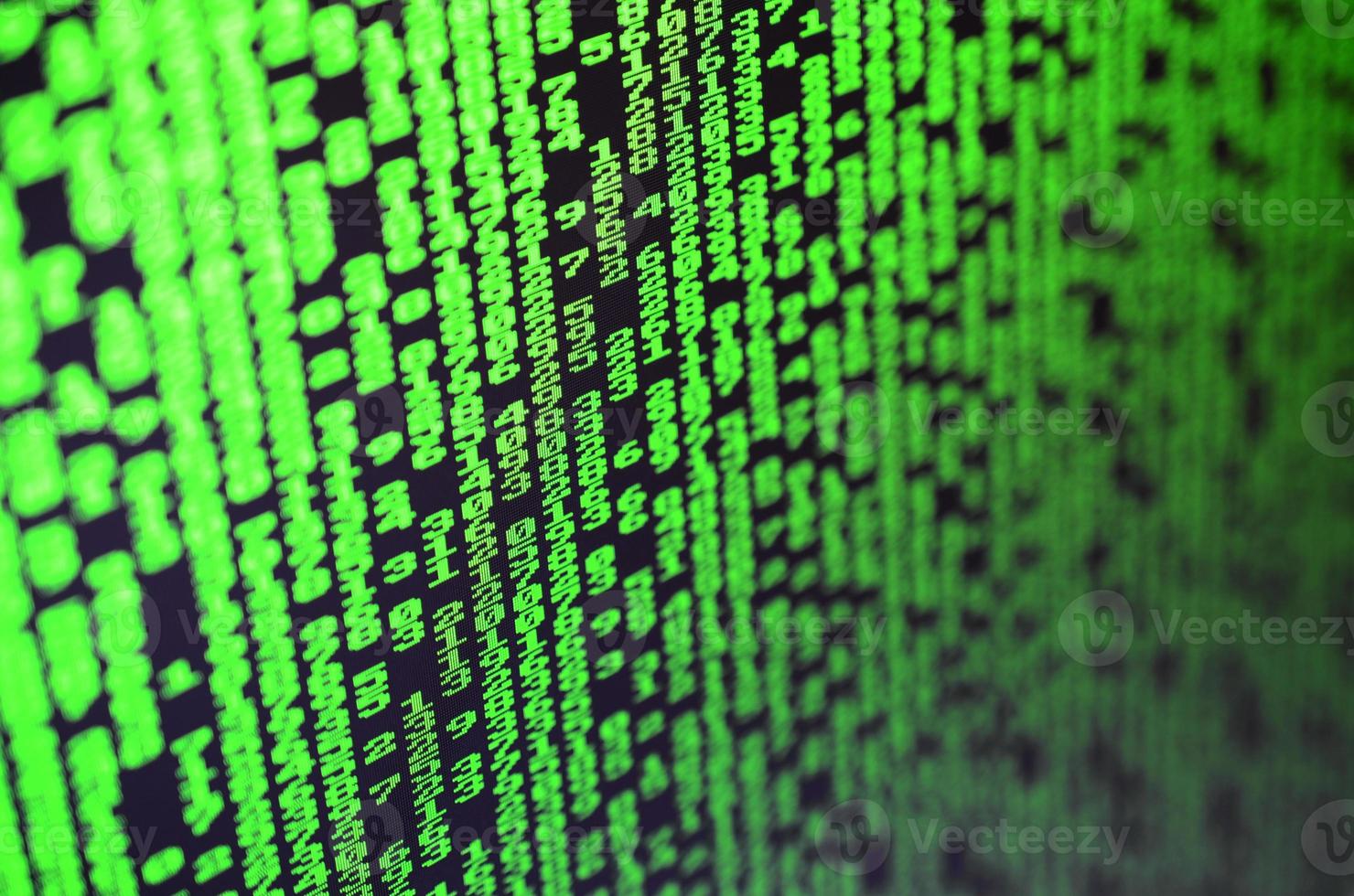 Macro of password selection on the monitor of the office computer. The concept of hacking the protection of a personal data keeper. The stream of supposed digital passwords of four and five digits photo