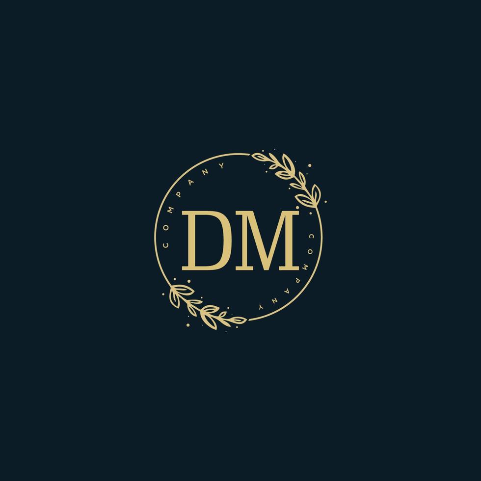 Initial DM beauty monogram and elegant logo design, handwriting logo of initial signature, wedding, fashion, floral and botanical with creative template. vector