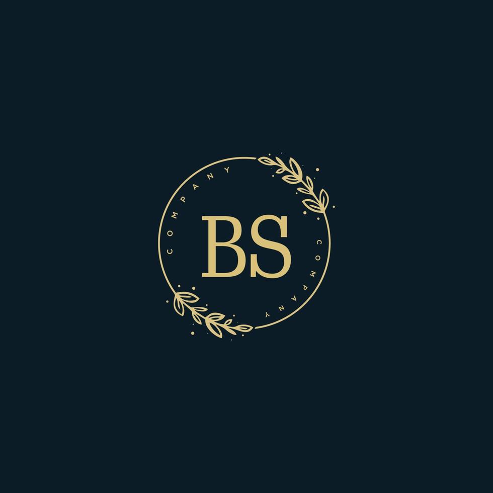 Initial BS beauty monogram and elegant logo design, handwriting logo of initial signature, wedding, fashion, floral and botanical with creative template. vector