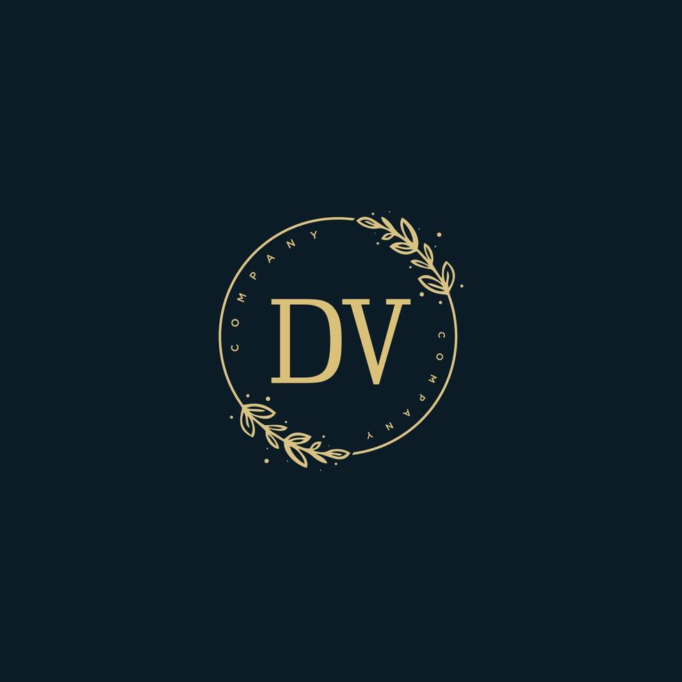 Initial DV beauty monogram and elegant logo design, handwriting logo of initial signature, wedding, fashion, floral and botanical with creative template. vector