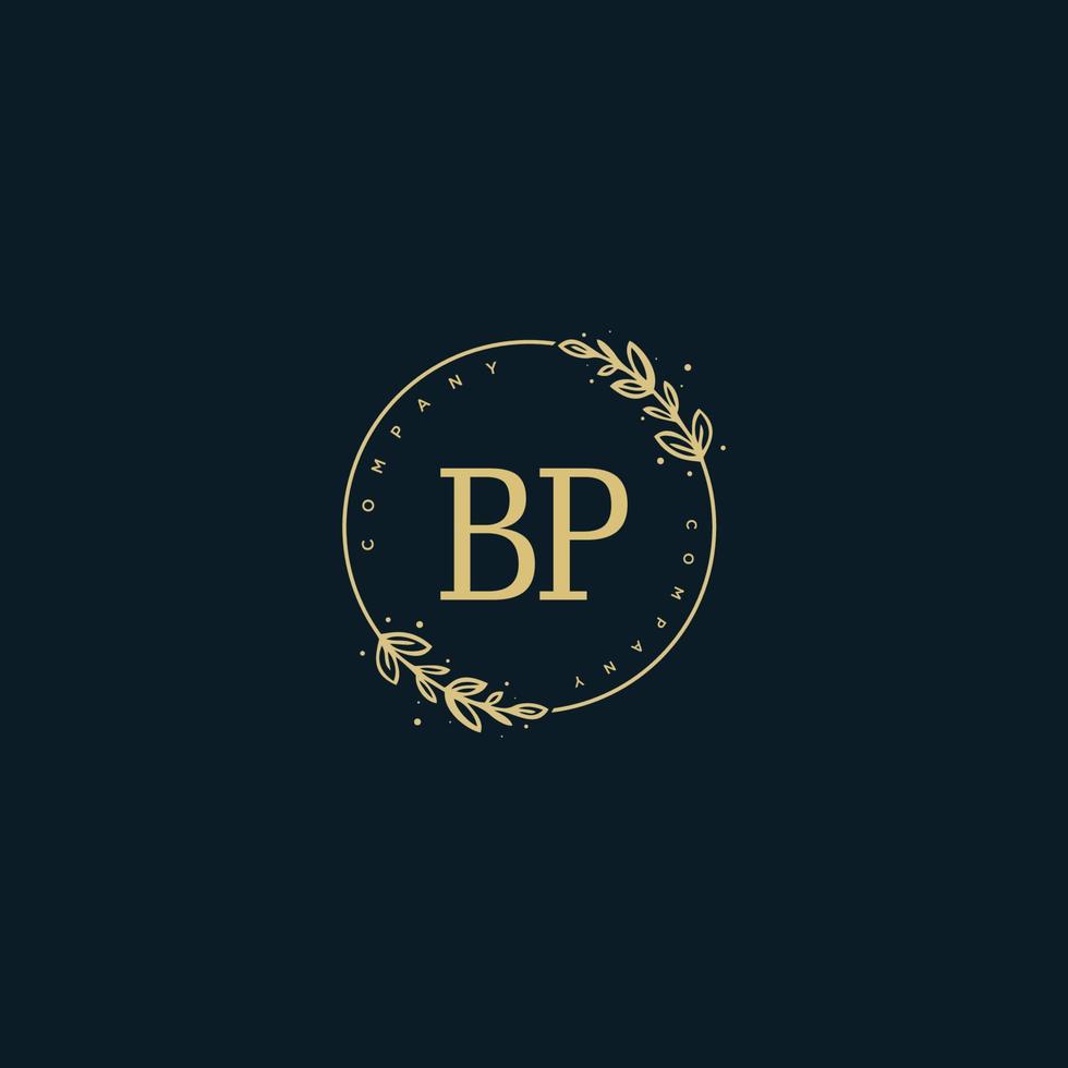 Initial BP beauty monogram and elegant logo design, handwriting logo of initial signature, wedding, fashion, floral and botanical with creative template. vector