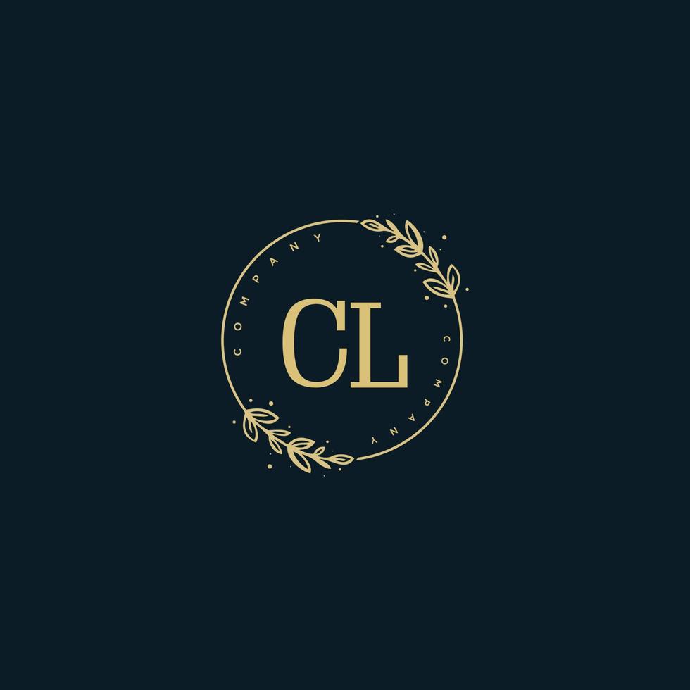 Initial CL beauty monogram and elegant logo design, handwriting logo of initial signature, wedding, fashion, floral and botanical with creative template. vector