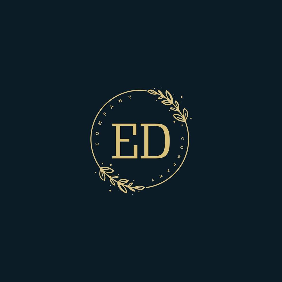 Initial ED beauty monogram and elegant logo design, handwriting logo of initial signature, wedding, fashion, floral and botanical with creative template. vector