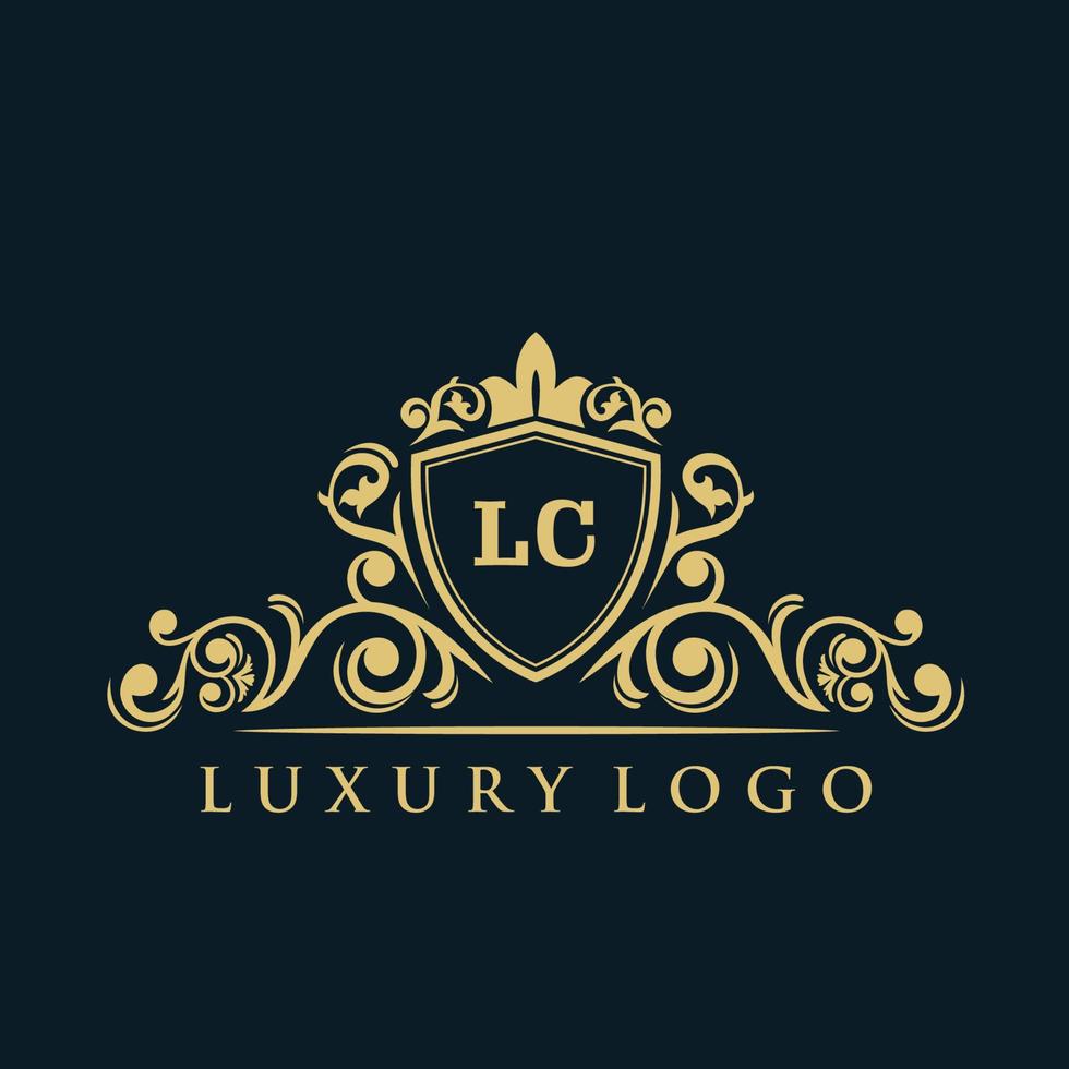 Letter LC logo with Luxury Gold Shield. Elegance logo vector template.