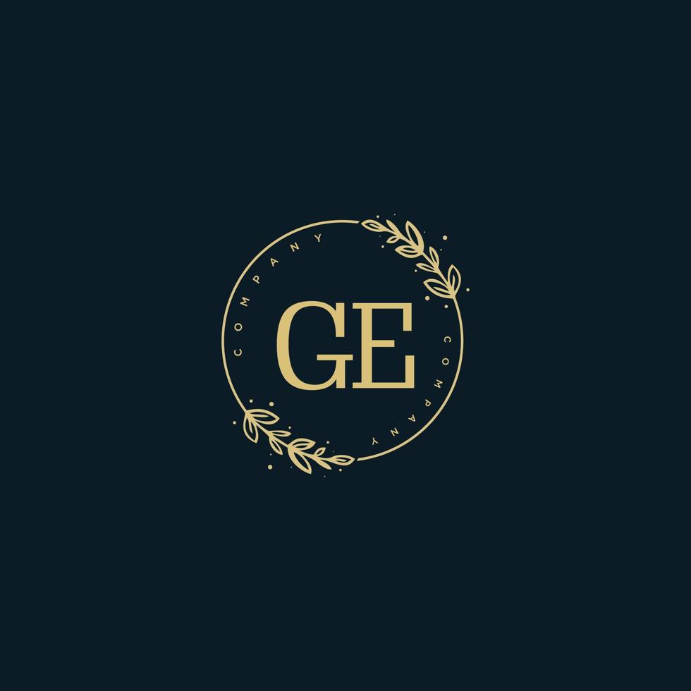 Initial GE beauty monogram and elegant logo design, handwriting logo of initial signature, wedding, fashion, floral and botanical with creative template. vector