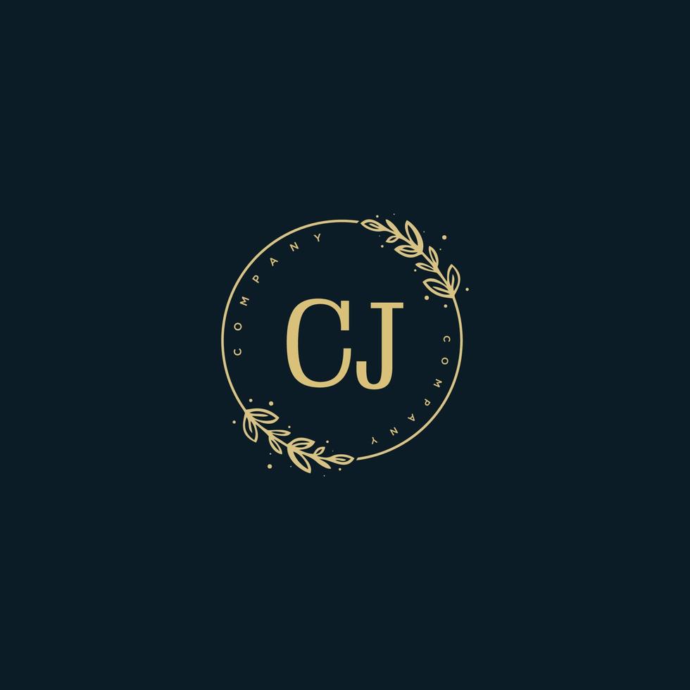 Initial CJ beauty monogram and elegant logo design, handwriting logo of initial signature, wedding, fashion, floral and botanical with creative template. vector