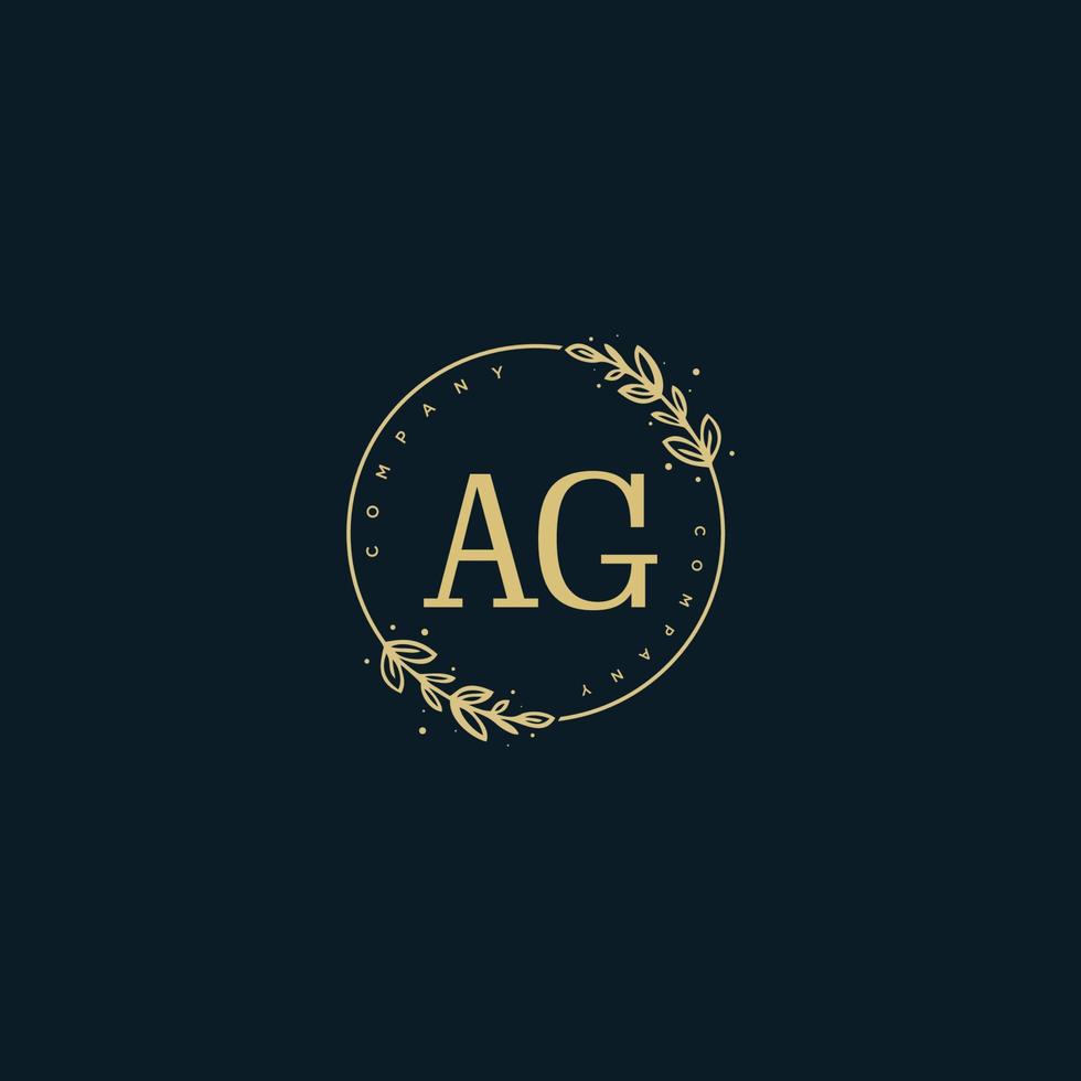 Initial AG beauty monogram and elegant logo design, handwriting logo of initial signature, wedding, fashion, floral and botanical with creative template. vector