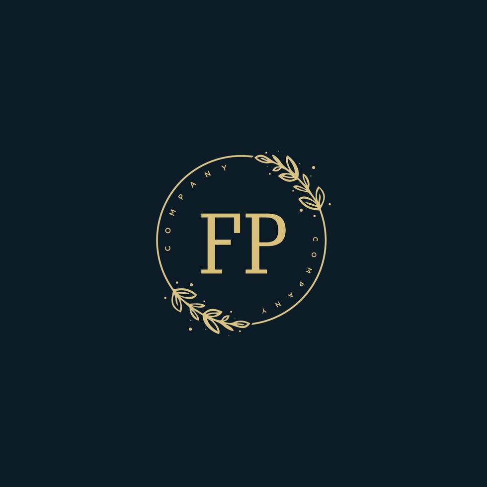 Initial FP beauty monogram and elegant logo design, handwriting logo of initial signature, wedding, fashion, floral and botanical with creative template. vector