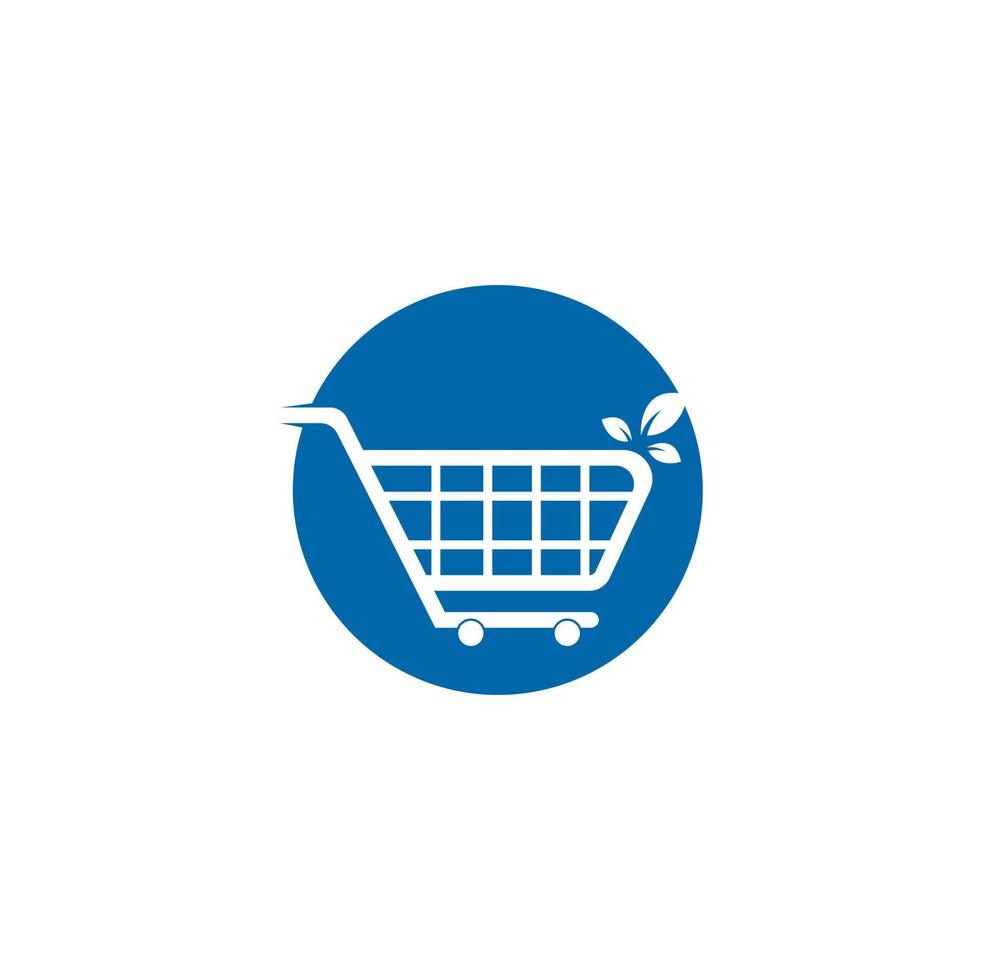 Green leaf shopping cart logo design inspiration. Shopping cart and