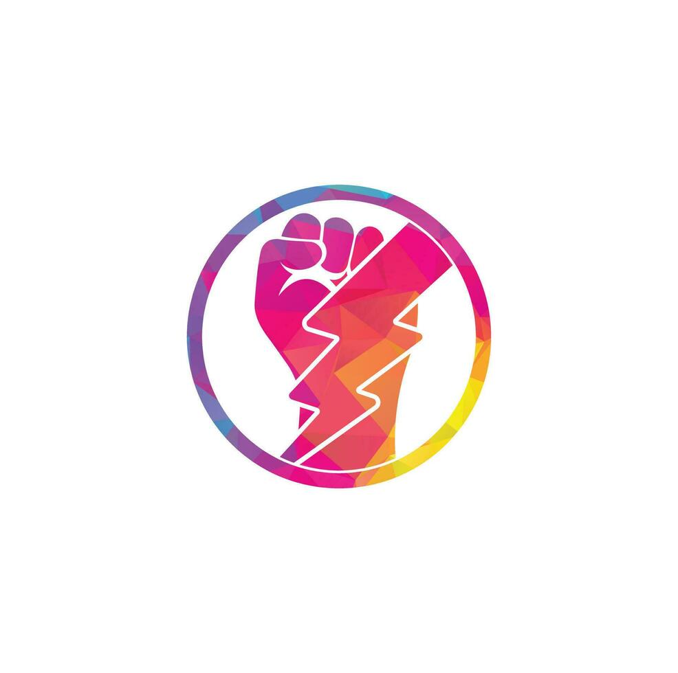 Fist Thunder Power Logo Design. Hand hold thunder logo design. vector