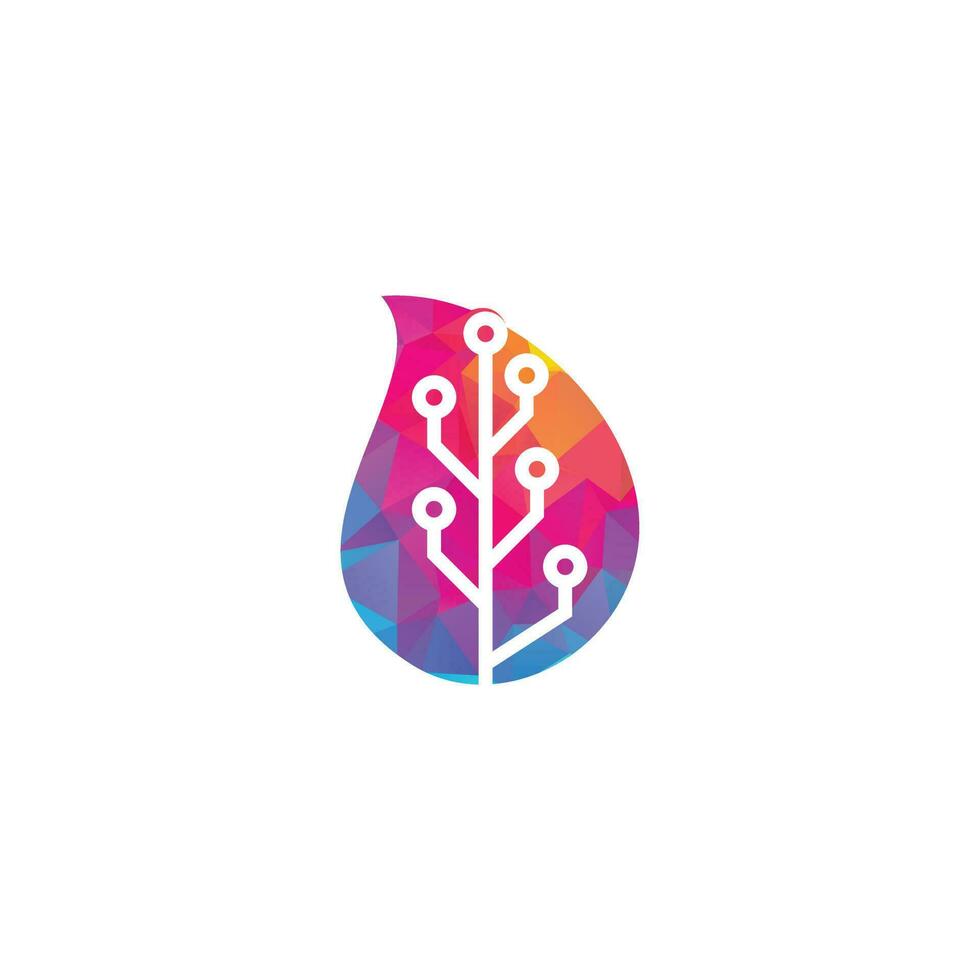 Tech Tree drop shape concept Logo Template Design. vector