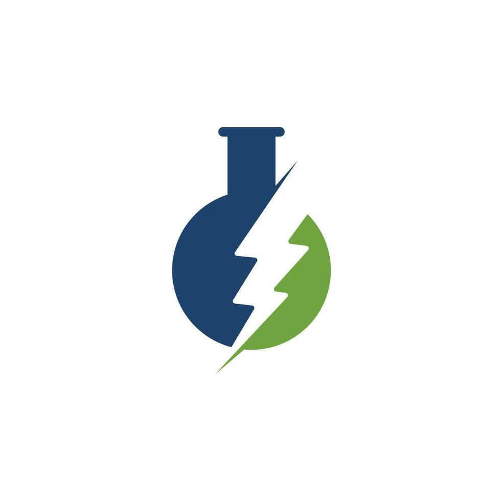 Simple thunder bolt lab logo vector design. Flask and thunderbolt vector logo design