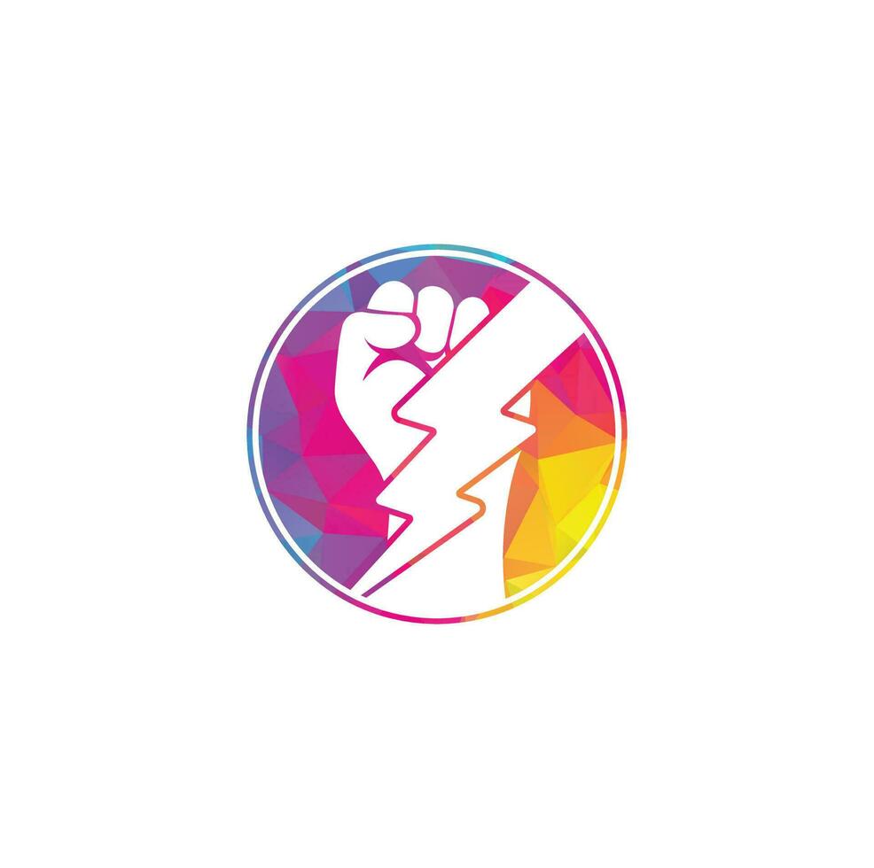 Fist Thunder Power Logo Design. Hand hold thunder logo design. vector