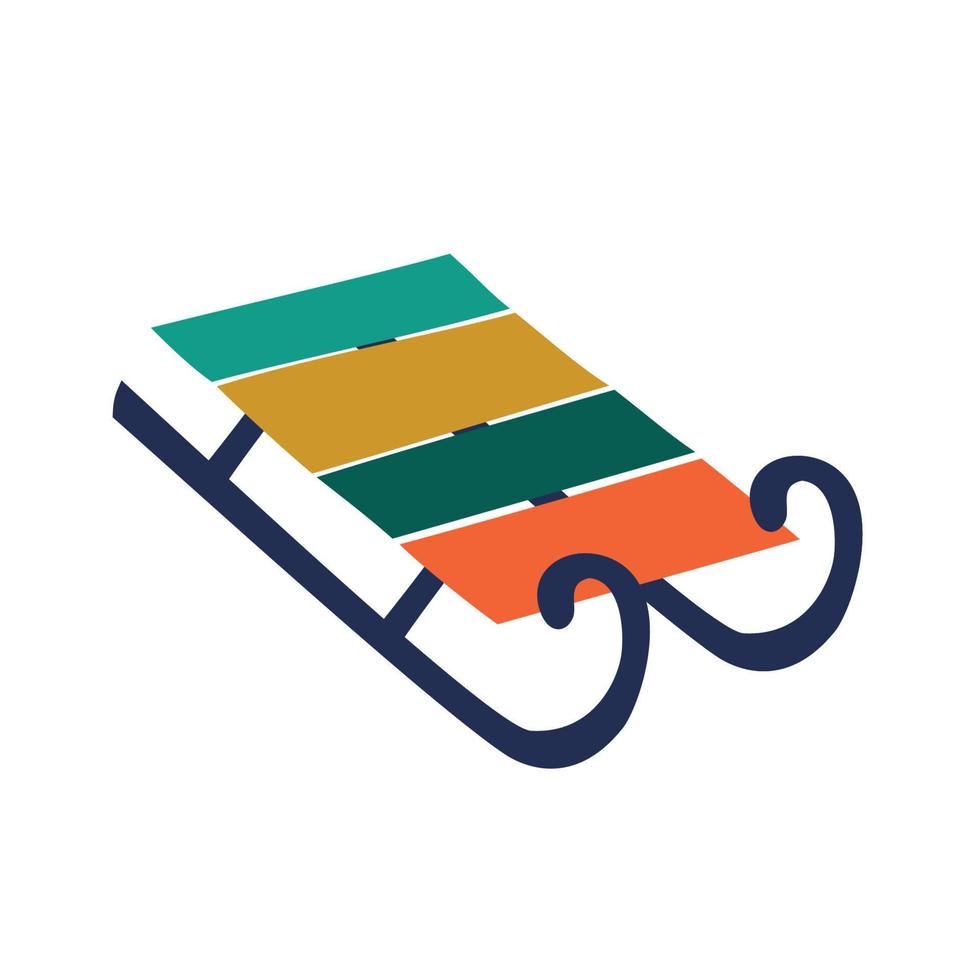 Sled. New Year holidays. Winter entertainment. Vector image.