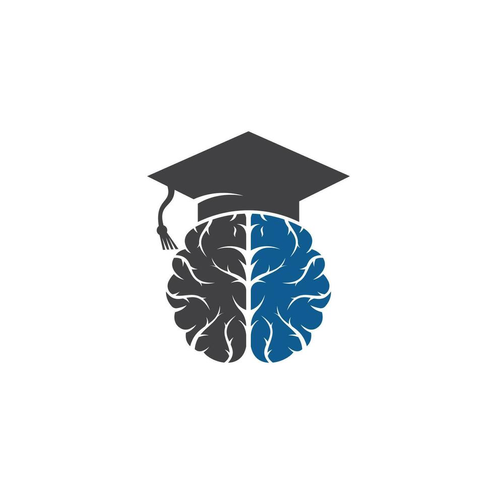 Brain and graduation cap icon design. Educational and institutional logo design. vector