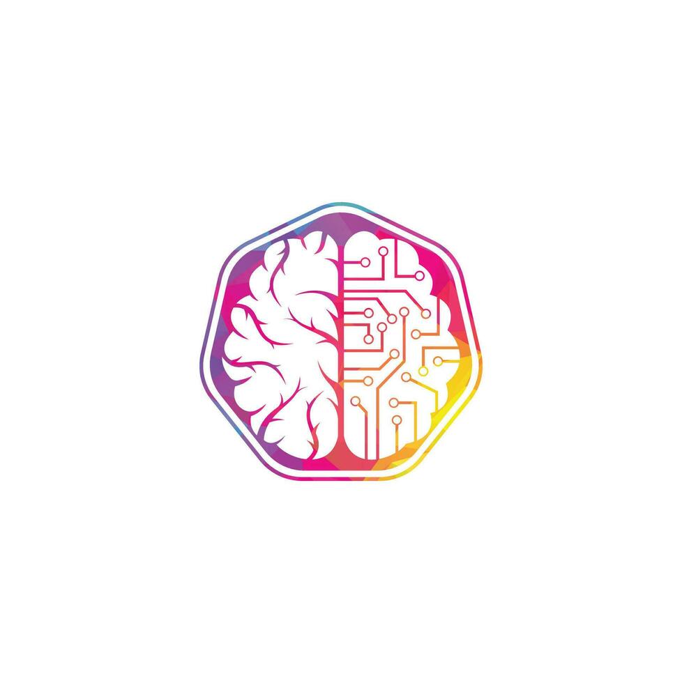 diseño del logotipo de conexión cerebral. plantilla de logotipo de cerebro digital. vector