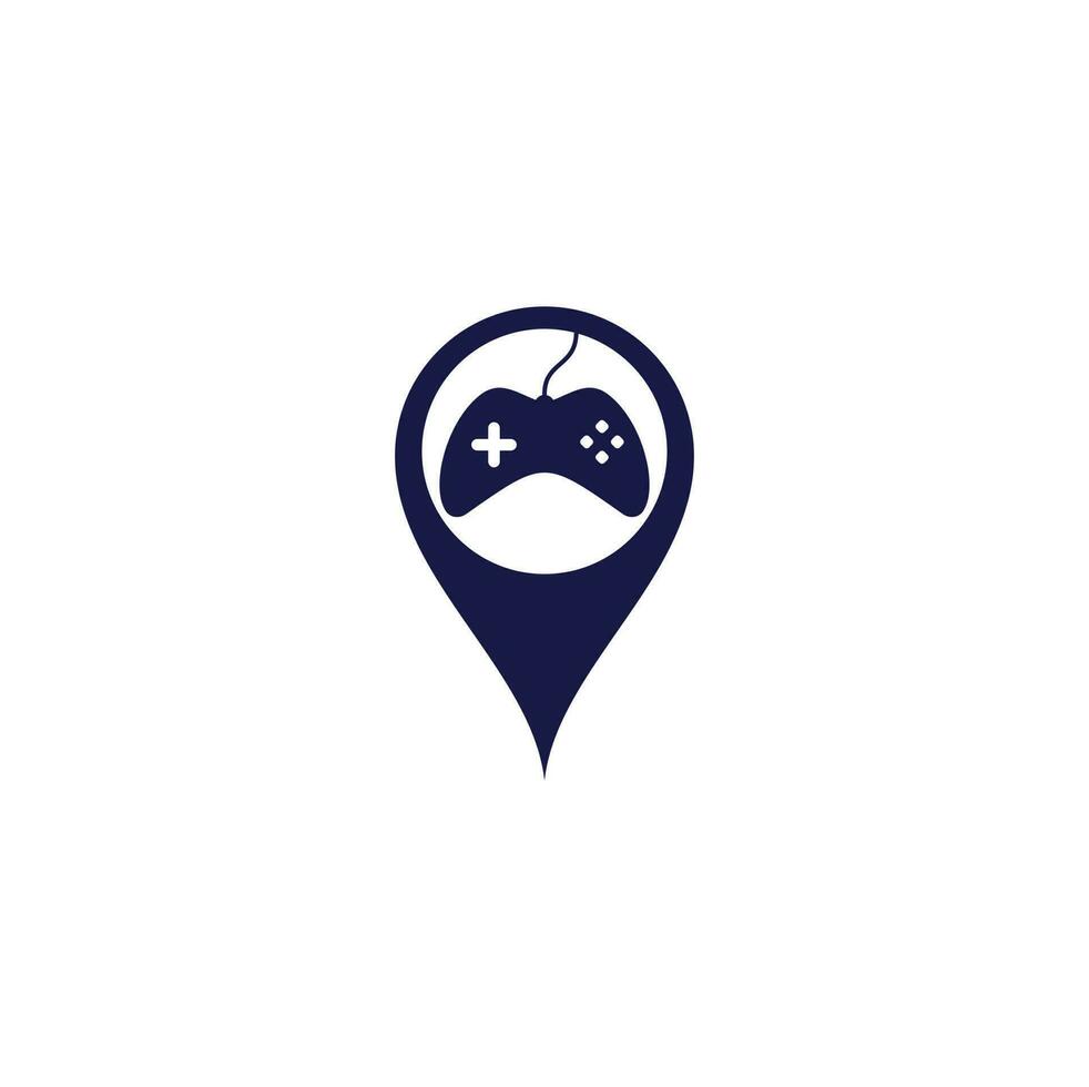 Game map pin shape concept Logo Design Template. Stick Game Icon Logo. vector