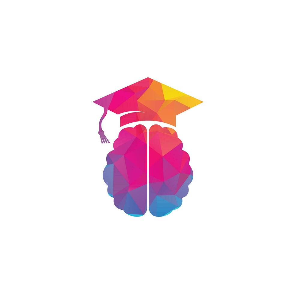 Brain and graduation cap icon design. Educational and institutional logo design. vector