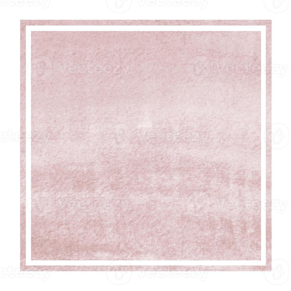 Burgundi hand drawn watercolor rectangular frame background texture with stains photo