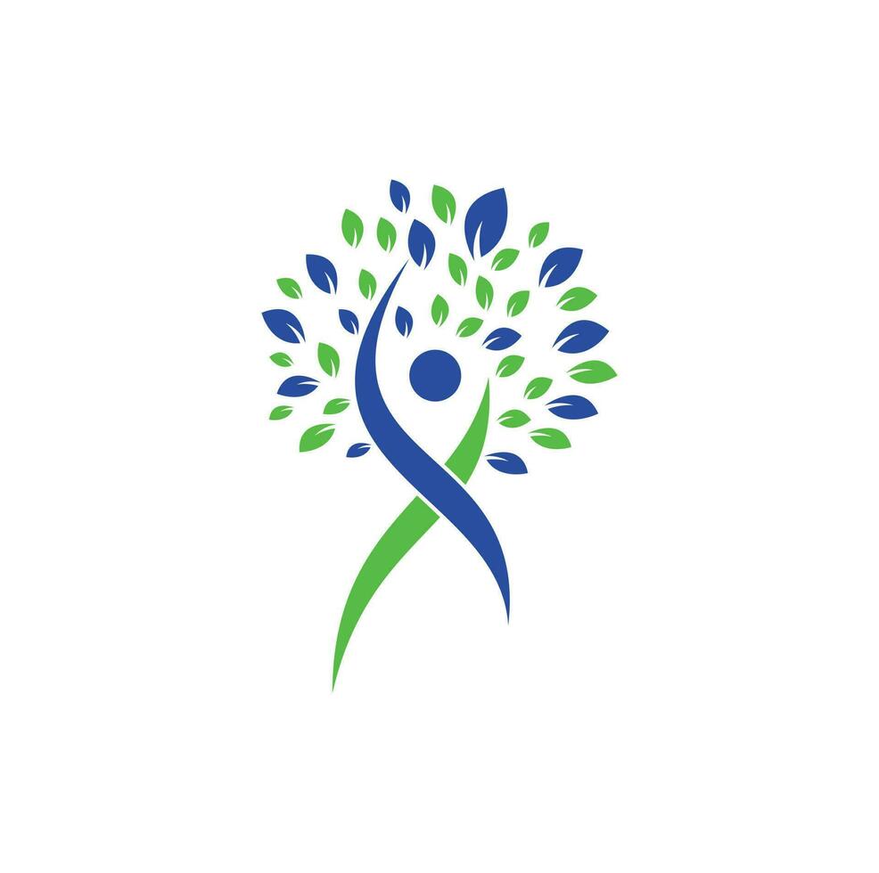 Human Tree Logo Design. Healthy People Tree Logo. vector